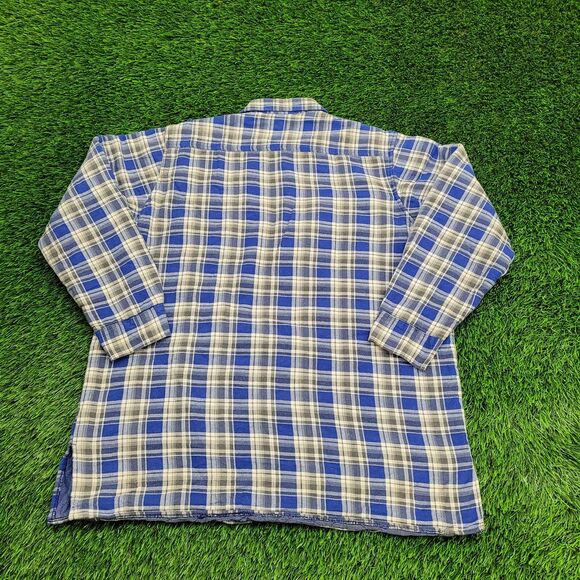 Vintage 90s Plaid Shacket Jacket Large 23x29 Blue - Picture 2 of 11